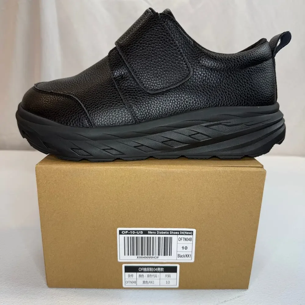 OrthoComfoot Men’s Size 10 Diabetic Walking Shoes – Black Orthopedic Comfort